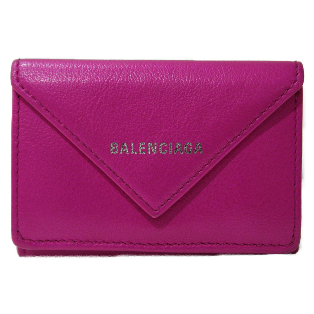 BALENCIAGA Paper Wallet Leather Pink Folding Compact
